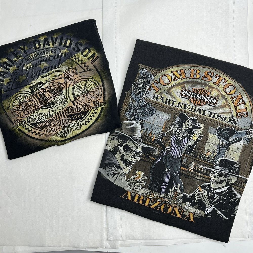 Harley Davidson Two Piece Short Sleeve T-shirts Men L Faded Black AZ CA